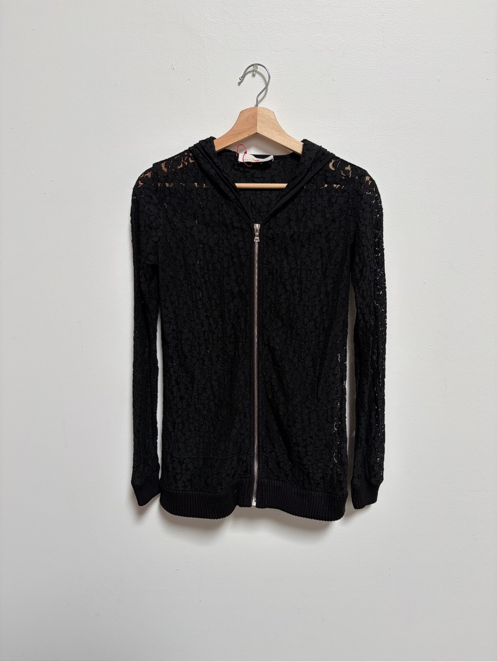 Fleur du Mal Black Lace Zip Hoodie